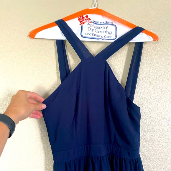 Lulus, Navy Blue Halter bridesmaid dress. - Picture 2 of 4